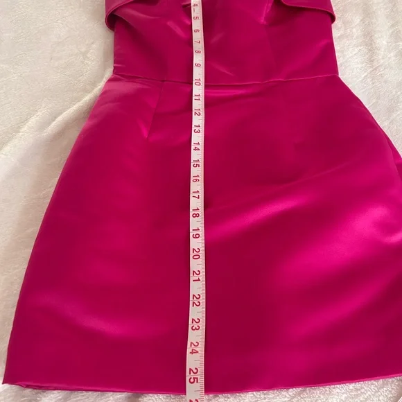BETSEY JOHNSON VINTAGE HOT PINK STRAPLESS SATIN MINI DRESS SIZE 4 - Picture 10 of 12